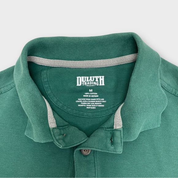 Duluth Trading Polo Shirt Mens Medium Short Sleeve Green Long Tail Cotton Heavy - Picture 4 of 9